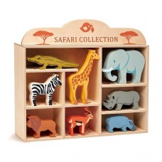 Safari Animals in Wooden Display Box - Tenderleaf Toys